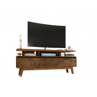 Manhattan Comfort 233BMC9 Yonkers 62.99 TV Stand with Solid Wood Legs and 6 Media and Storage Compartments in Rustic Brown